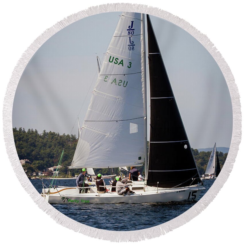 Sailing Round Beach Towel featuring the photograph 2019 J80 North American Championships #44 by Benjamin Dahl