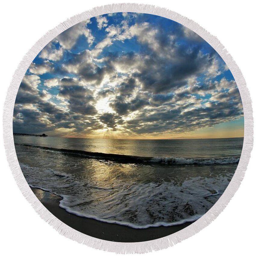 Naples Round Beach Towel featuring the photograph Naples Beach #44 by Donn Ingemie