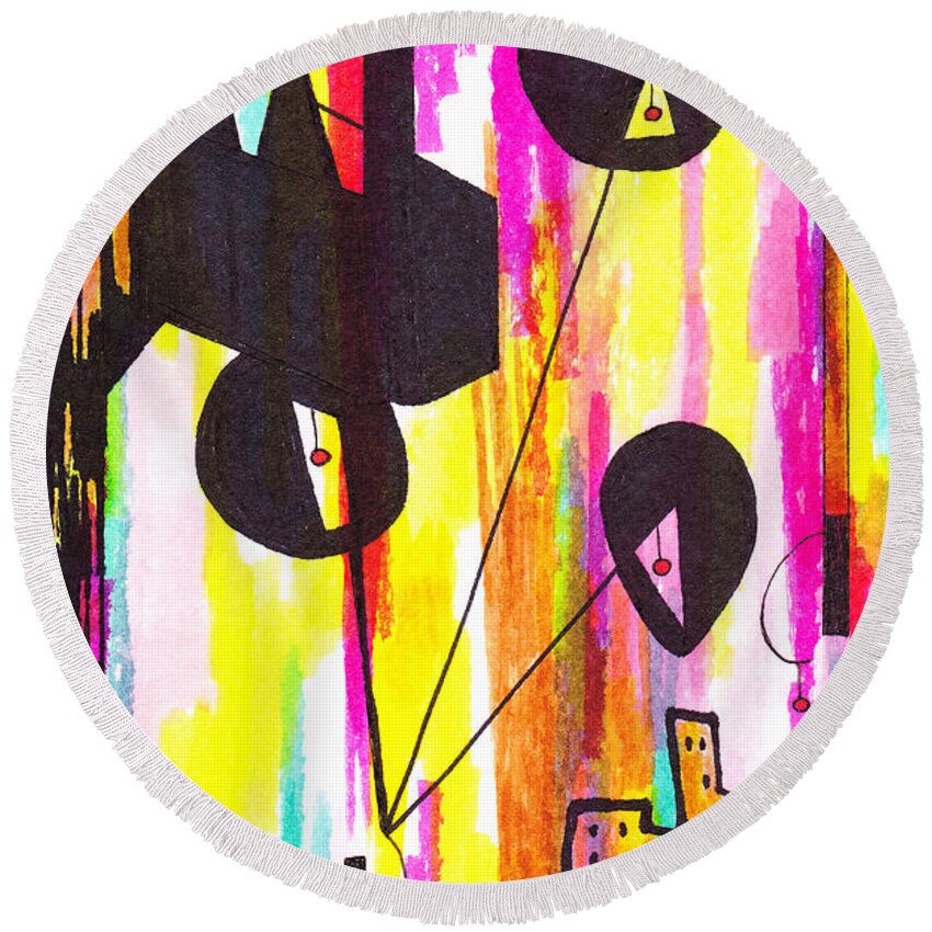 Lew Hagood Round Beach Towel featuring the mixed media 46.ab.6 by Lew Hagood