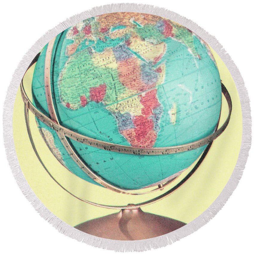 Africa Round Beach Towel featuring the drawing Globe #5 by CSA Images