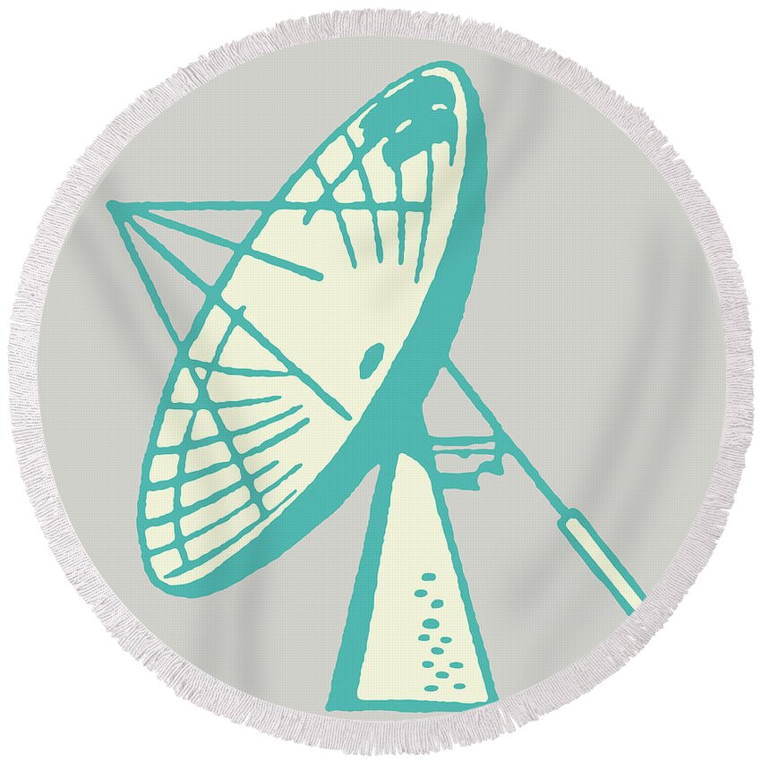 Antenna Round Beach Towel featuring the drawing Satellite Dish #5 by CSA Images