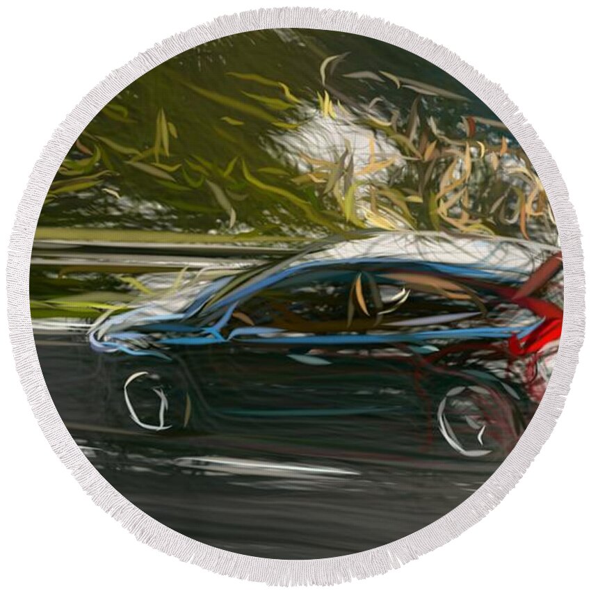 Volvo Round Beach Towel featuring the digital art Volvo Drawing #6 by CarsToon Concept