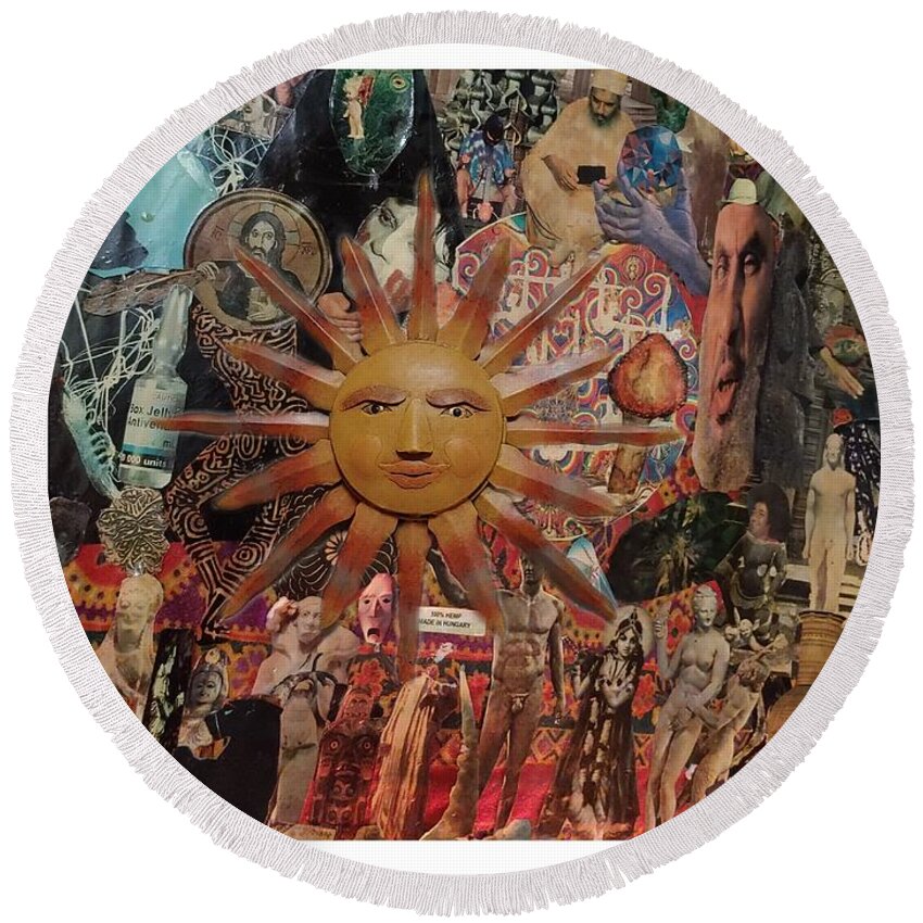 Sun Round Beach Towel featuring the mixed media 55 by Michelle White