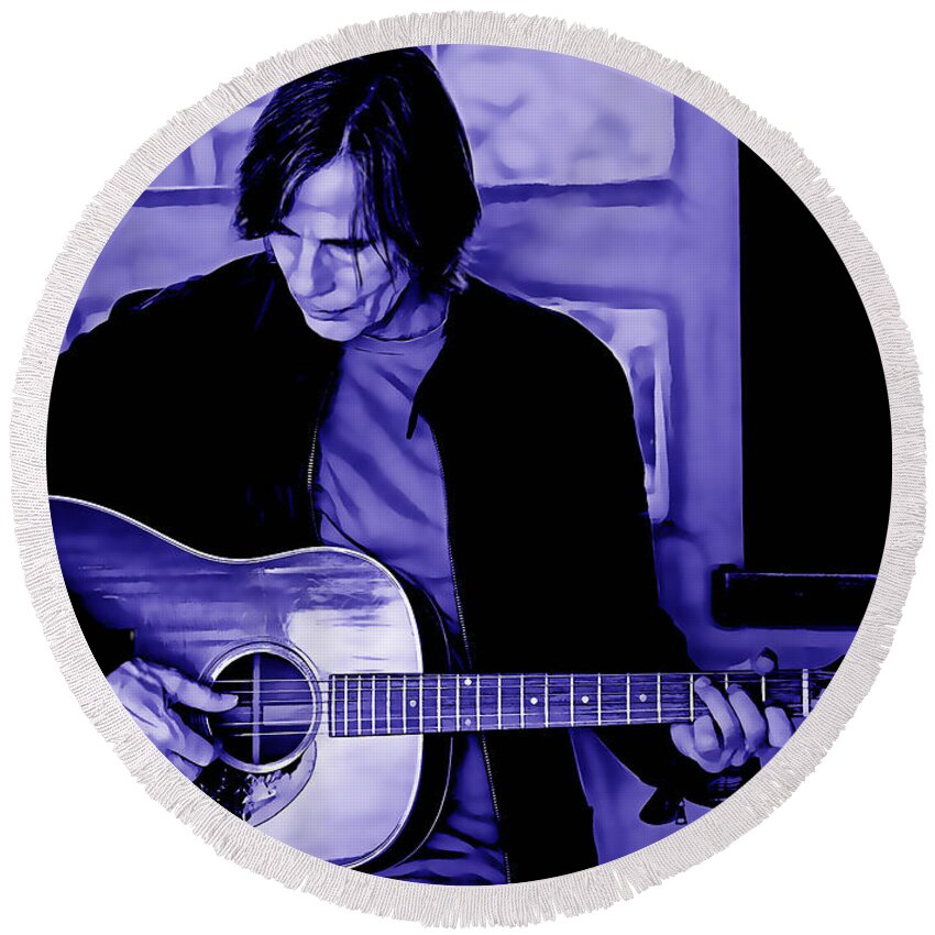 Jackson Browne Round Beach Towel featuring the mixed media Jackson Browne Collection #7 by Marvin Blaine