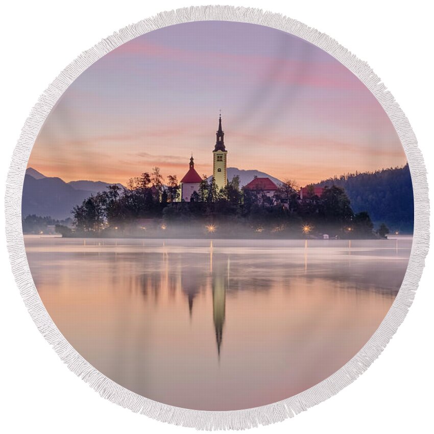 Lake Bled Round Beach Towel featuring the photograph Lake Bled - Slovenia #7 by Joana Kruse