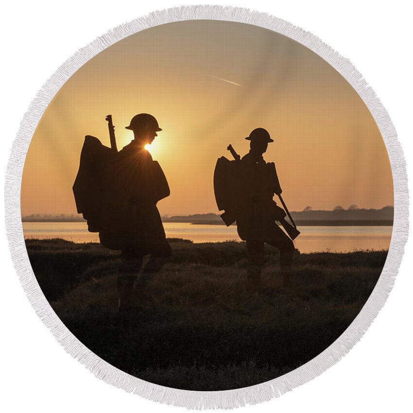 East Mersea Round Beach Towel featuring the photograph Mersea Island silhouettes #7 by Gary Eason