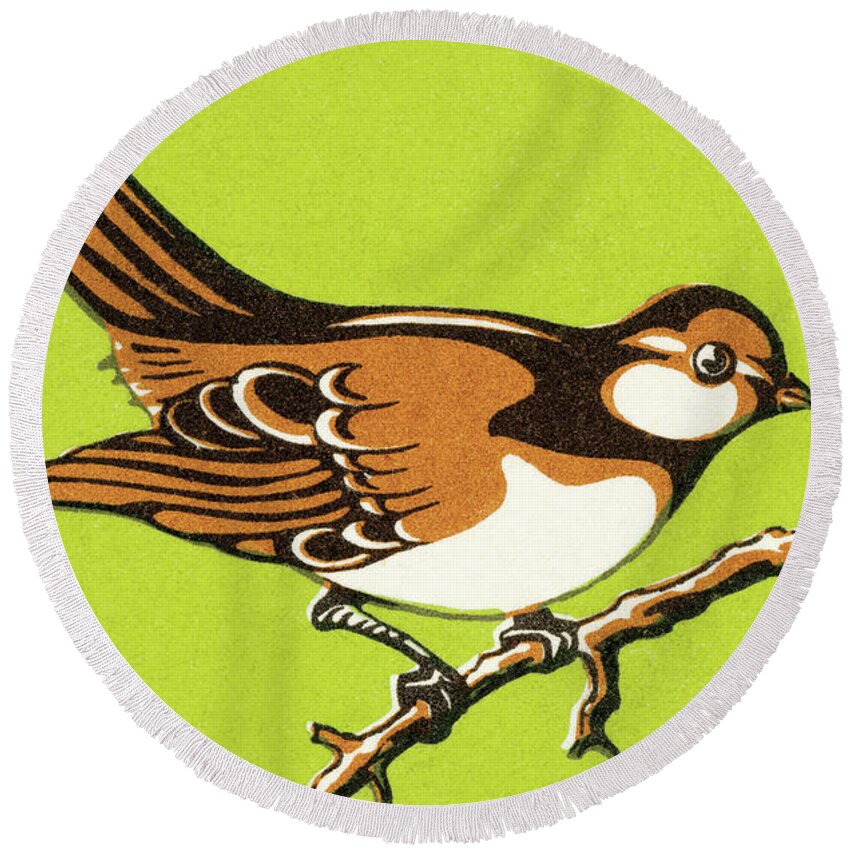 Animal Round Beach Towel featuring the drawing Bird #82 by CSA Images