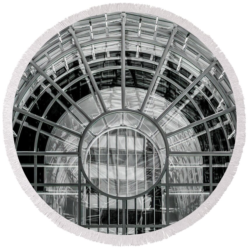 Architecture Round Beach Towel featuring the photograph Concentric by Kristine Hinrichs