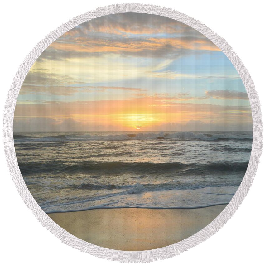 Obx Sunrise Round Beach Towel featuring the photograph 9/17/18 OBX Sunrise by Barbara Ann Bell