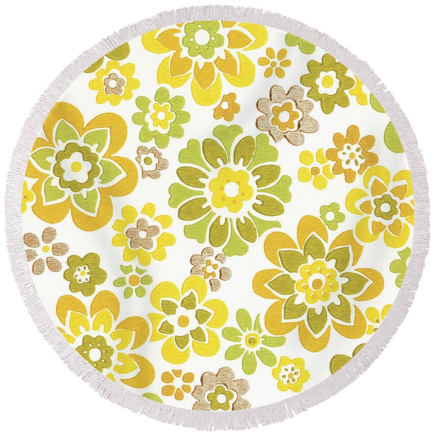 Background Round Beach Towel featuring the drawing Flower pattern #9 by CSA Images