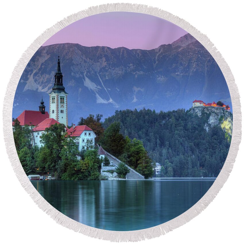 Lake Bled Round Beach Towel featuring the photograph Lake Bled - Slovenia #9 by Joana Kruse