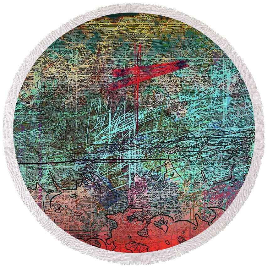 Sea Round Beach Towel featuring the digital art A Blast from the Past by Alexandra Vusir