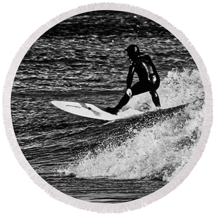Black And White Round Beach Towel featuring the photograph A Helping Hand by David Kay
