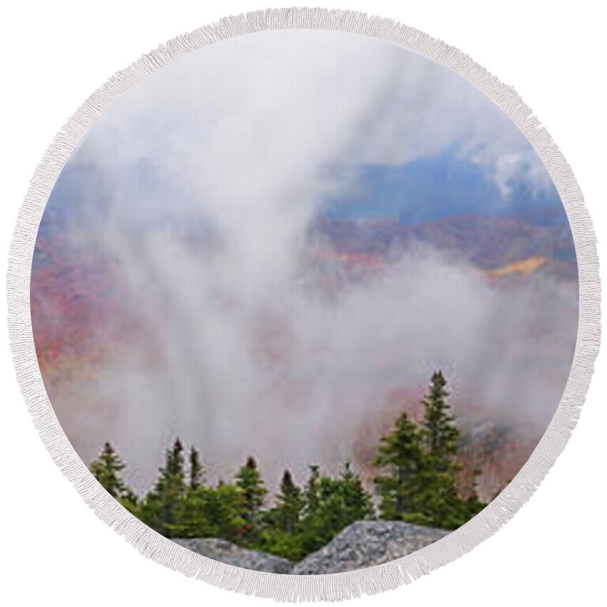 Adirondacks Round Beach Towel featuring the photograph A sea of Autumn Trees from Little RPR in the Adirondacks by Toby McGuire