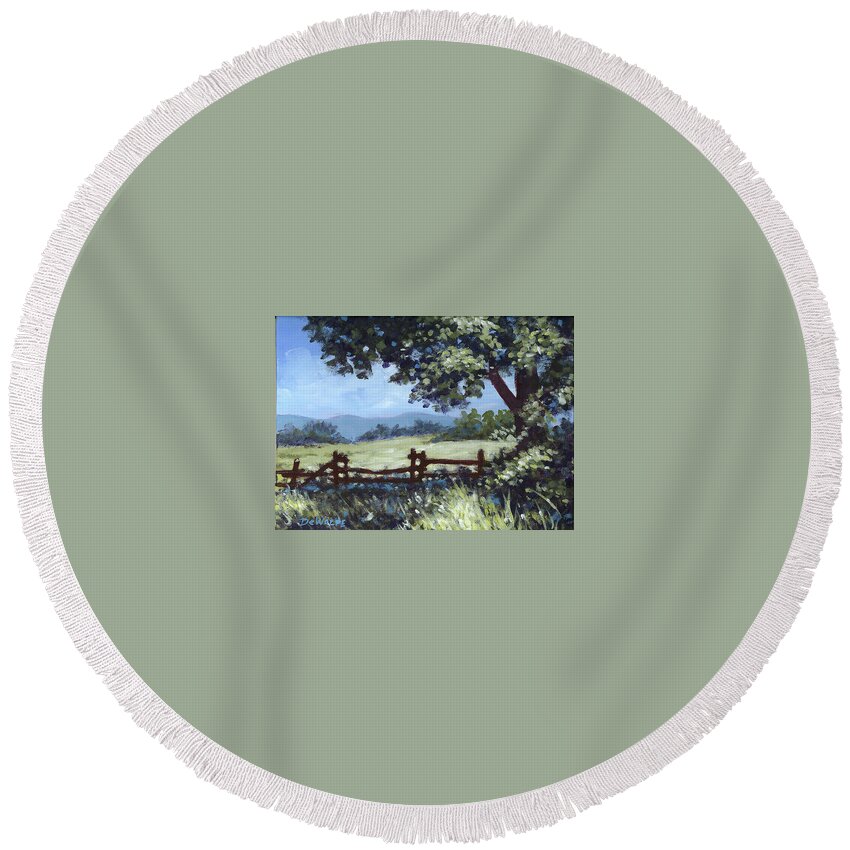 Shady Round Beach Towel featuring the painting A Shady Rest Sketch by Richard De Wolfe