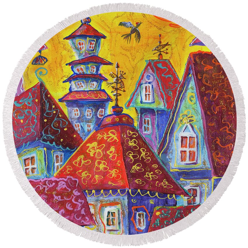 Round Beach Towel featuring the painting Abc 11x14 lightened by Maxim Komissarchik