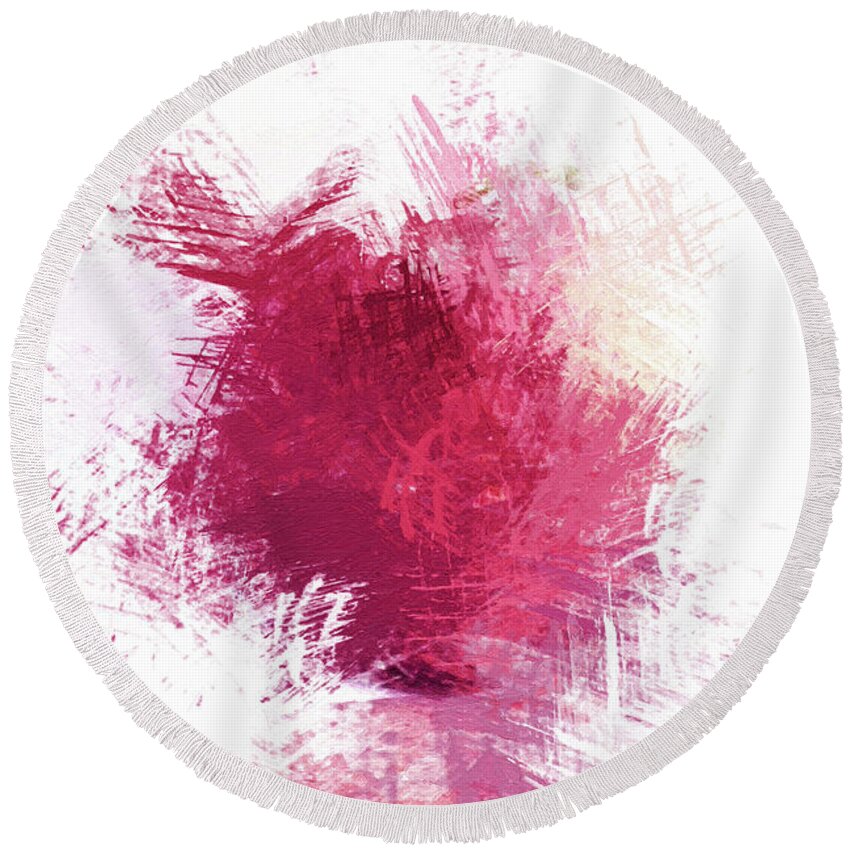 Abstract Round Beach Towel featuring the painting Abstract in shades of red - DWP1952018 by Dean Wittle