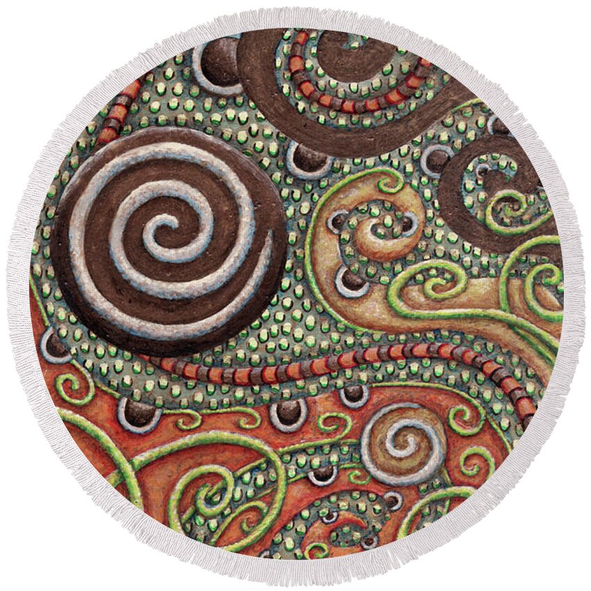 Whimsical Round Beach Towel featuring the painting Abstract Spiral 10 by Amy E Fraser