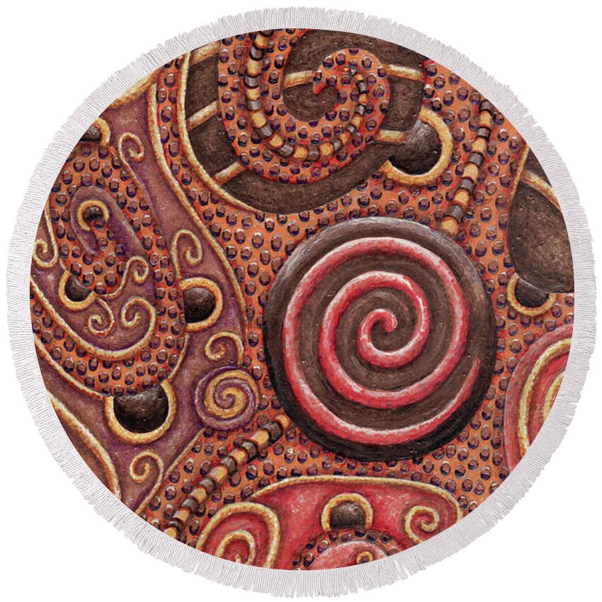 Whimsical Round Beach Towel featuring the painting Abstract Spiral 12 by Amy E Fraser