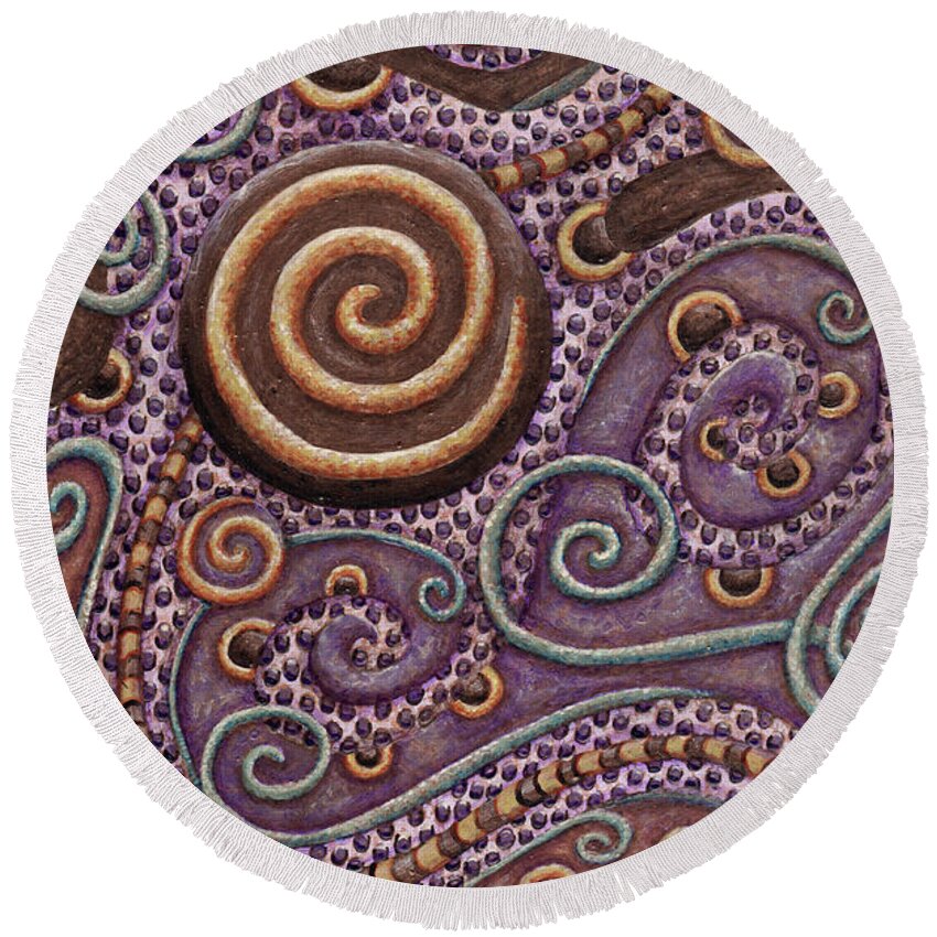 Whimsical Round Beach Towel featuring the painting Abstract Spiral 8 by Amy E Fraser