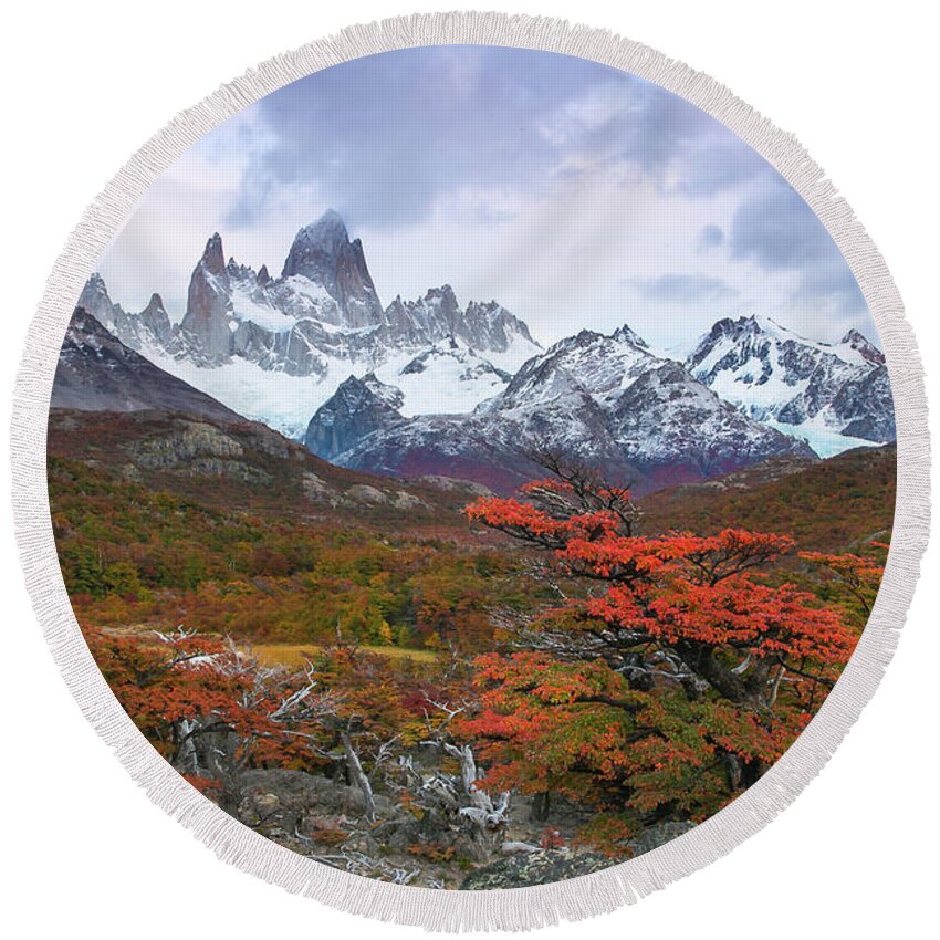 Patagonia Round Beach Towel featuring the photograph Acun by Ryan Weddle