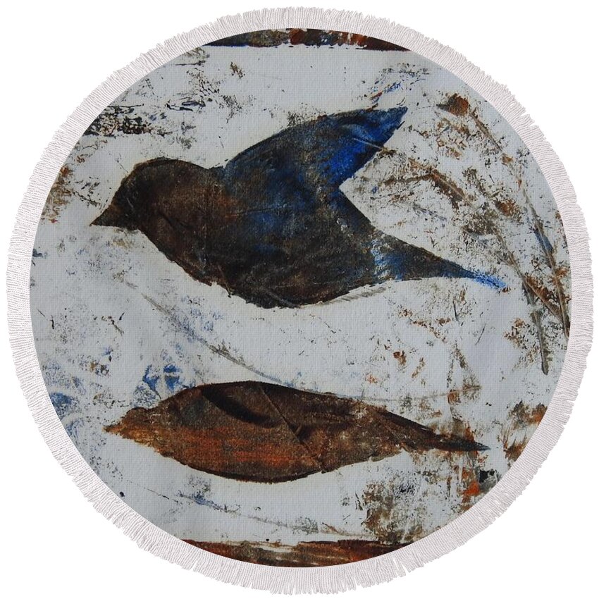 Bird Round Beach Towel featuring the painting African Safari Bird by Ilona Petzer