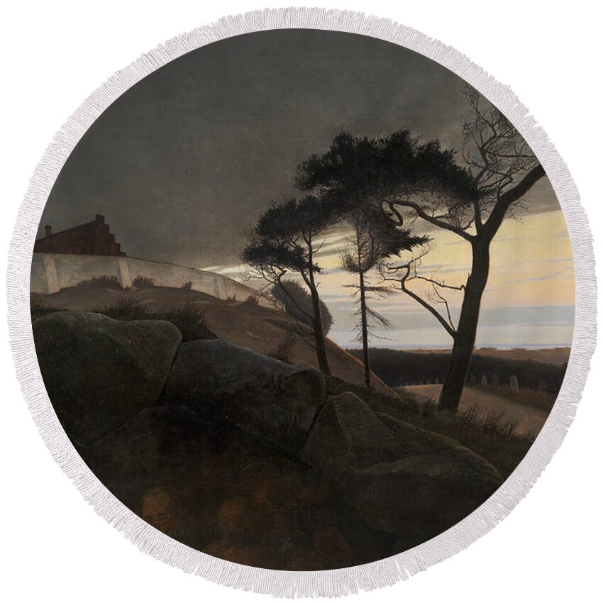 19th Century Art Round Beach Towel featuring the painting After Sunset by Laurits Andersen Ring