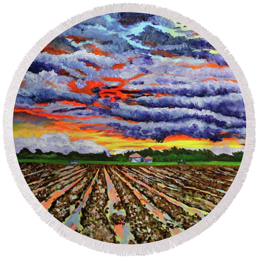 Landscape Round Beach Towel featuring the painting After The Storm by Karl Wagner