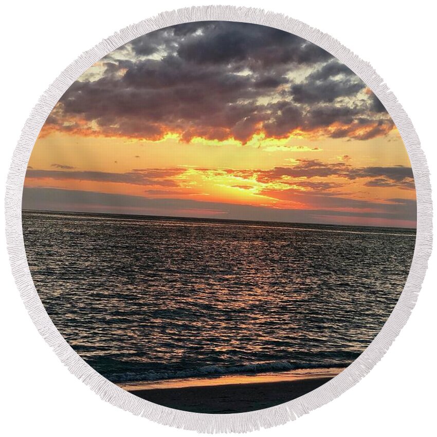Beach Round Beach Towel featuring the photograph After the Sun Sets Captiva Island Florida 2019 by Shelly Tschupp