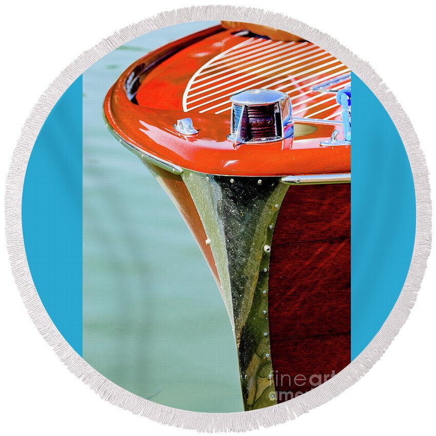 Antique Boat Round Beach Towel featuring the photograph All Polished Up by Randy J Heath