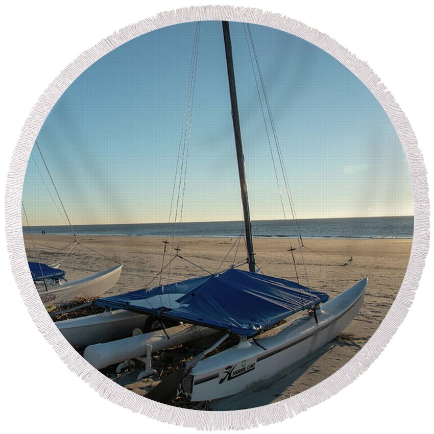 Sailing Round Beach Towel featuring the photograph All Set To Sail by Dennis Schmidt