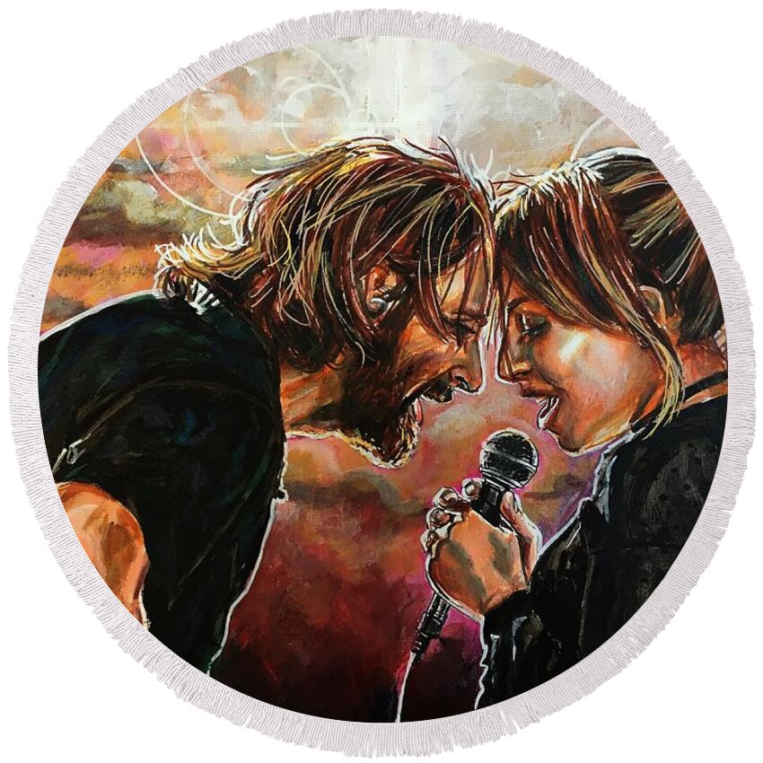 A Star Is Born Round Beach Towel featuring the painting Always Remember Us This Way by Joel Tesch