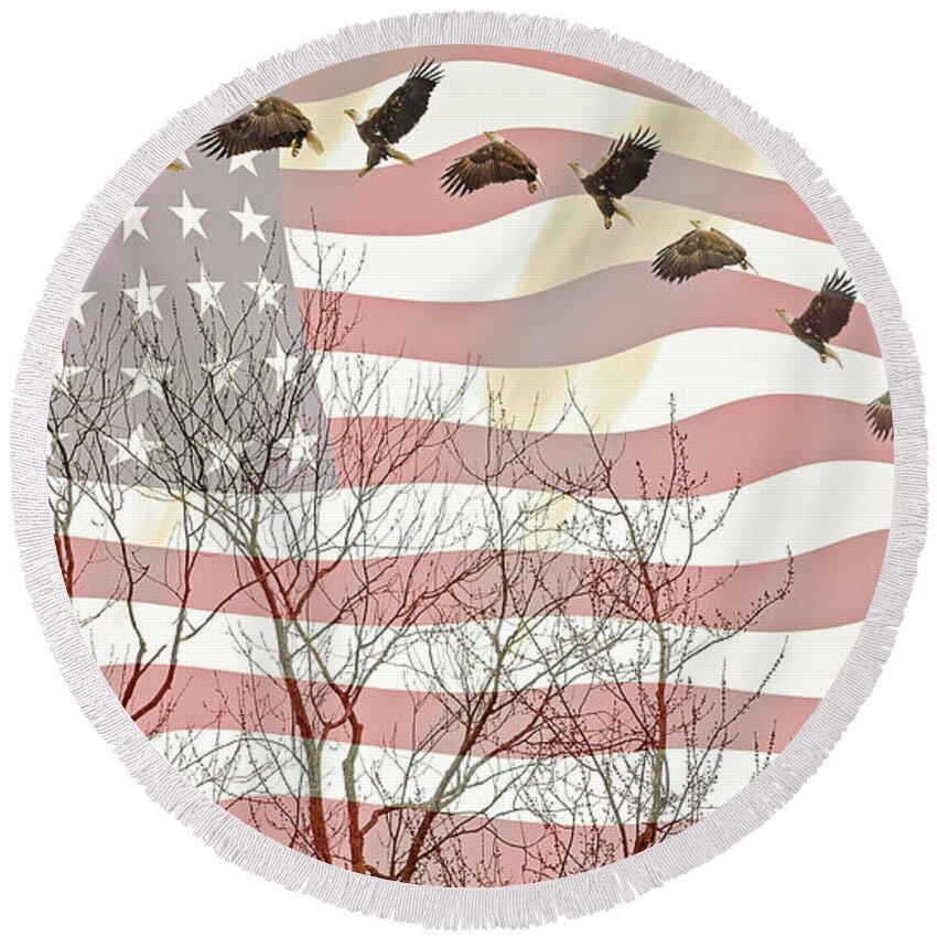 Eagle Round Beach Towel featuring the photograph America by Andrew Zydell
