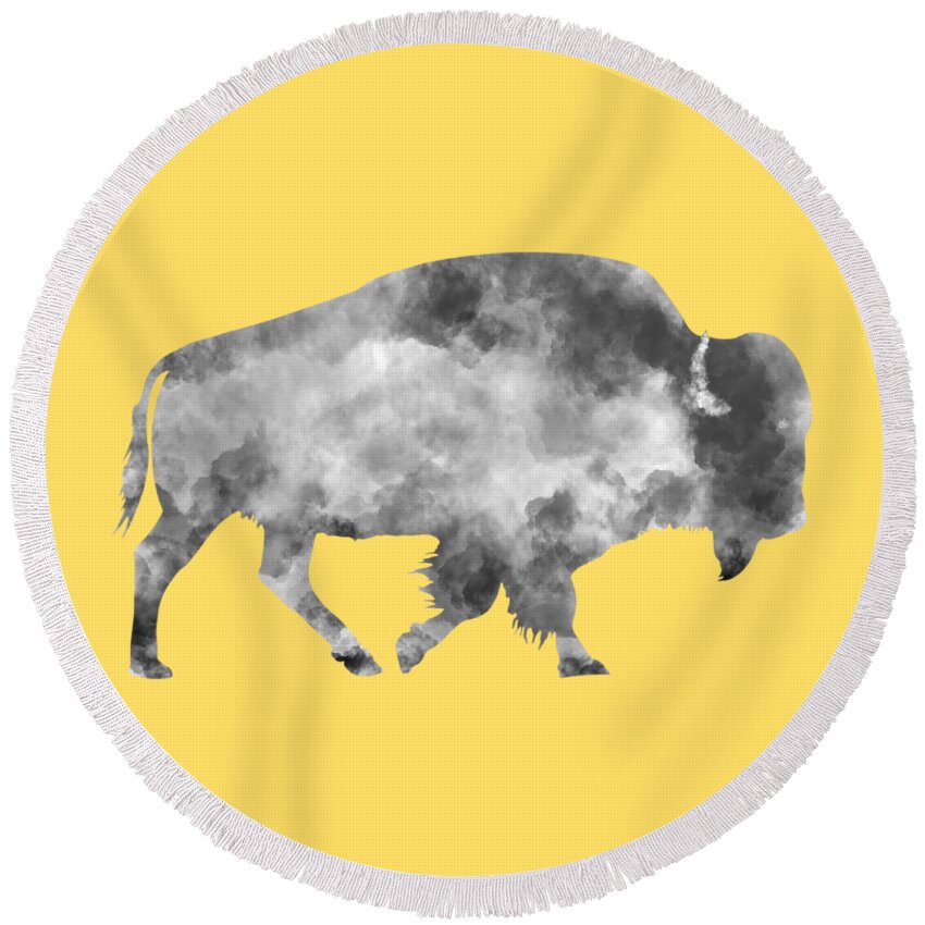 American Bison Round Beach Towel featuring the photograph American Bison by Mark Rogan