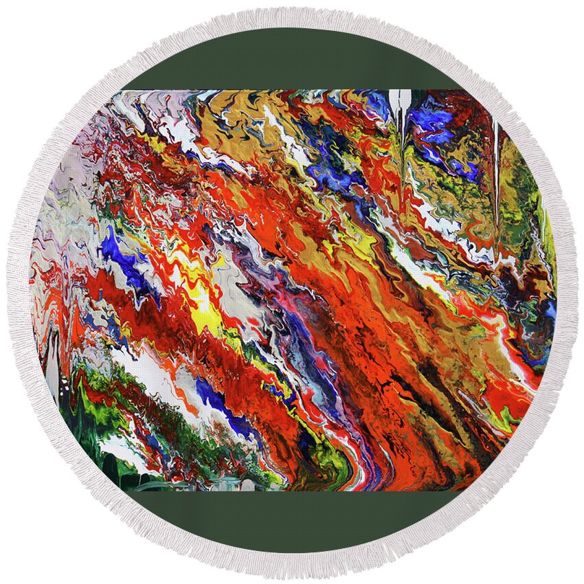 Fusionart Round Beach Towel featuring the painting Amplify by Ralph White