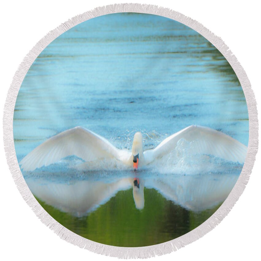Angel Round Beach Towel featuring the photograph Angel On Earth by Linda Howes