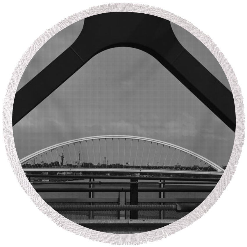Apollo Round Beach Towel featuring the photograph Arch in arch - black and white by Yavor Mihaylov