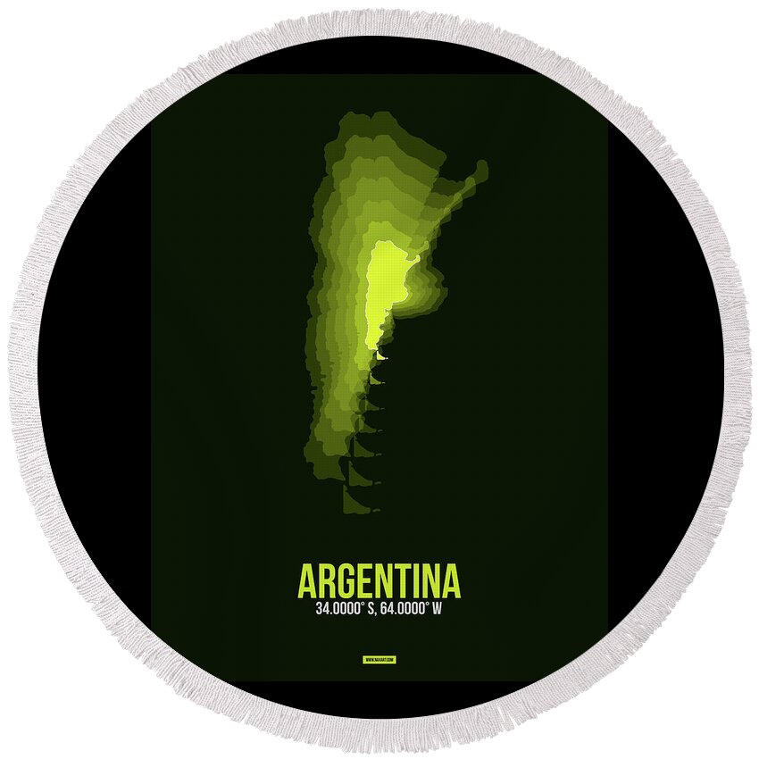 Argentina Round Beach Towel featuring the digital art Argentina Radiant Map 2 by Naxart Studio