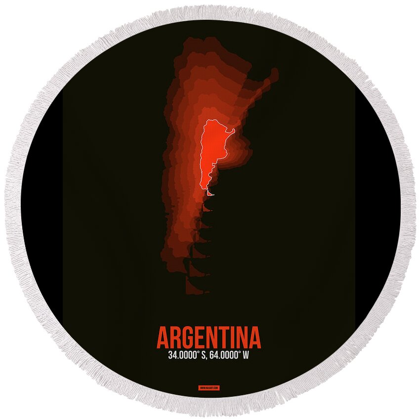 Argentina Round Beach Towel featuring the digital art Argentina Radiant Map 3 by Naxart Studio