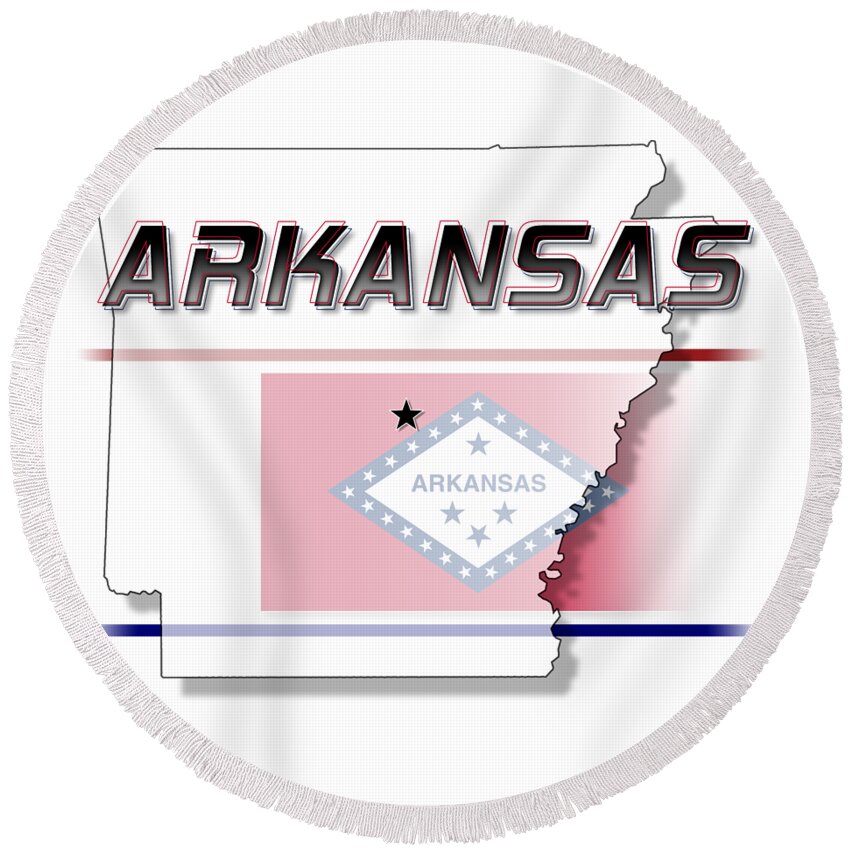 Arkansas Round Beach Towel featuring the digital art Arkansas State Horizontal Print by Rick Bartrand