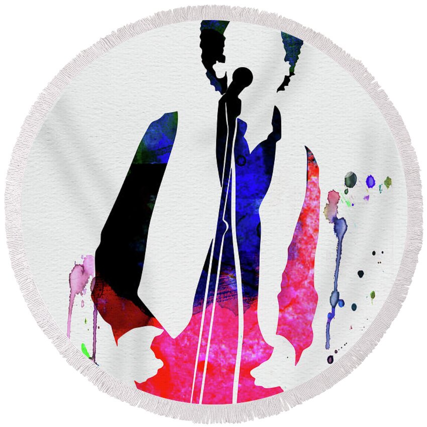 Art Garfunkel Round Beach Towel featuring the mixed media Art Garfunkel Watercolor by Naxart Studio