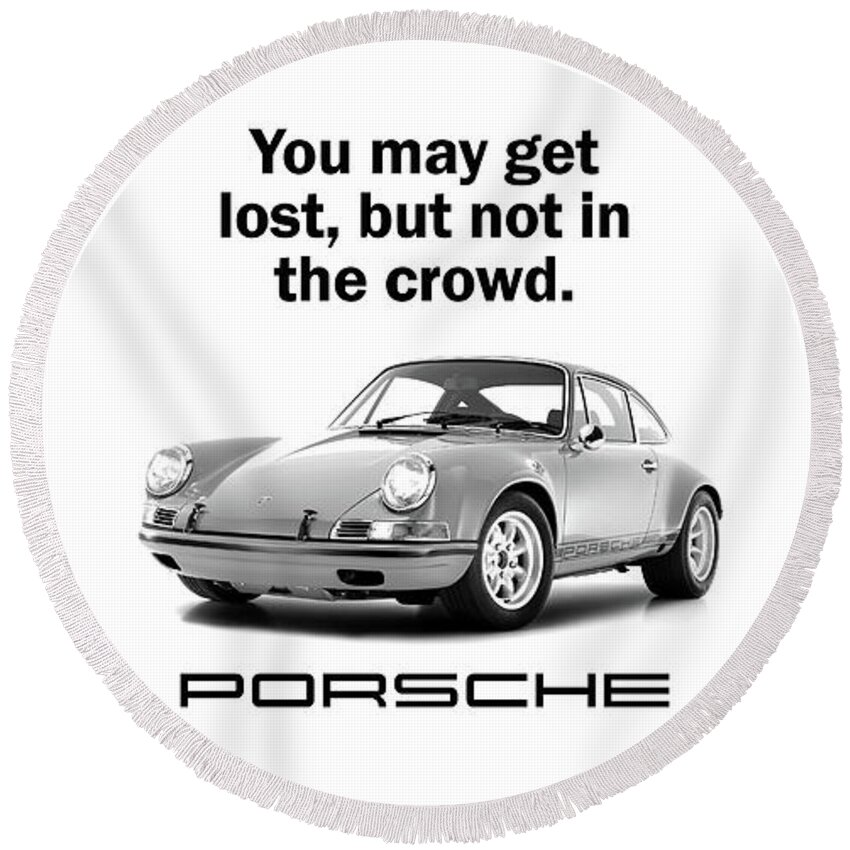 Porsche Round Beach Towel featuring the photograph Lost In A Porsche by Mark Rogan