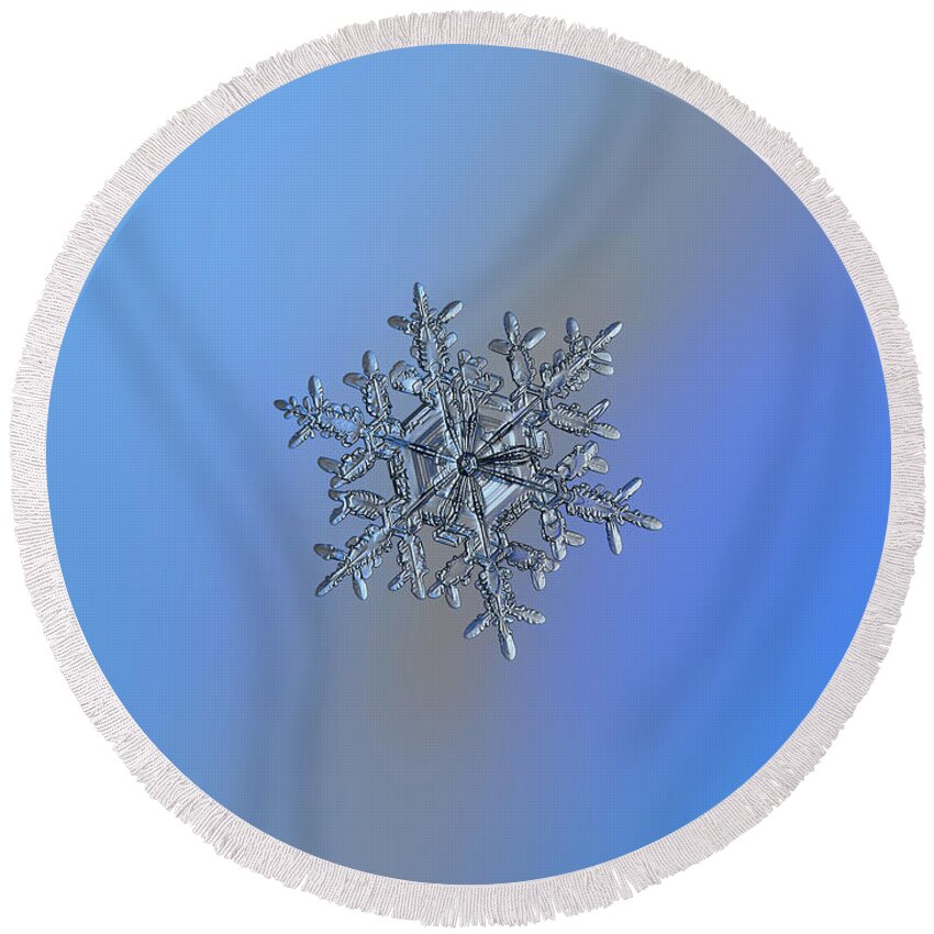 Snowflake Round Beach Towel featuring the photograph Snowflake 2018-02-21 n3 by Alexey Kljatov