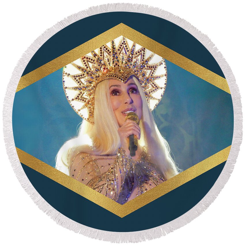 Cher Round Beach Towel featuring the digital art Queen Cher by Cher Style