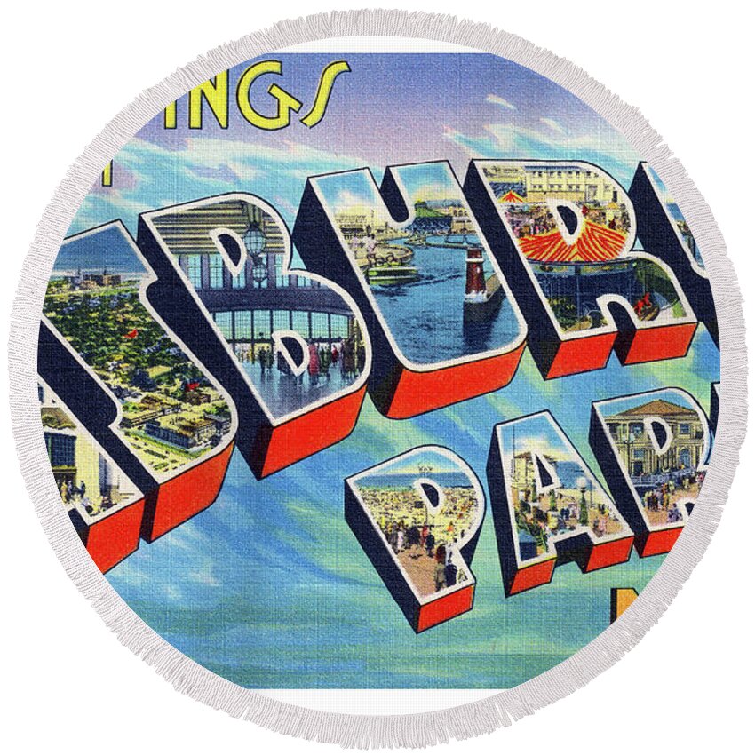 Lbi Round Beach Towel featuring the photograph Asbury Park Greetings by Mark Miller