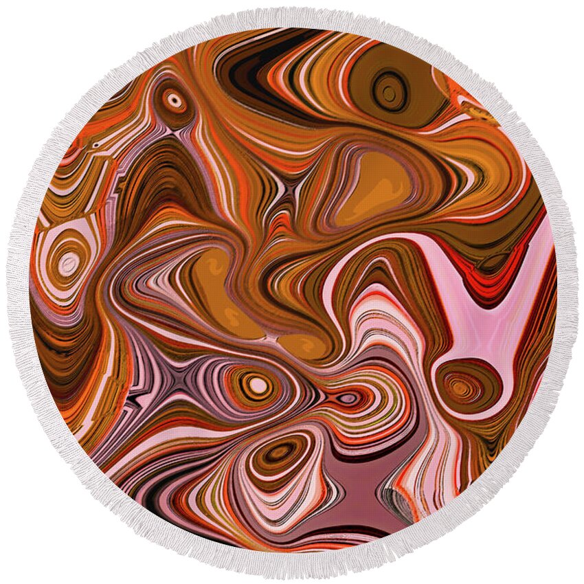 Asian Lily Abstract E1f Round Beach Towel featuring the digital art Asian Lily Red Abstract e2 by Tom Janca