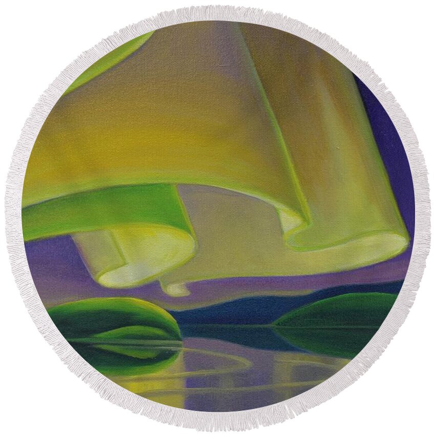 Aurora Round Beach Towel featuring the painting Aurora by Barbel Smith