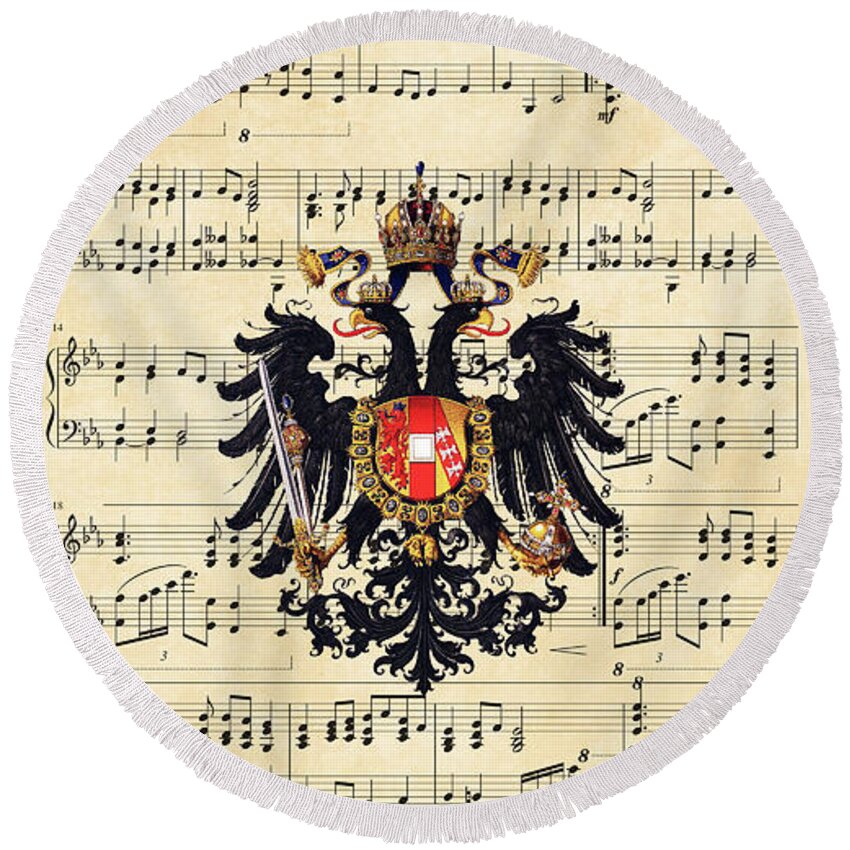 Austria Empire Round Beach Towel featuring the digital art Austrian emperor's hymn by Helga Novelli