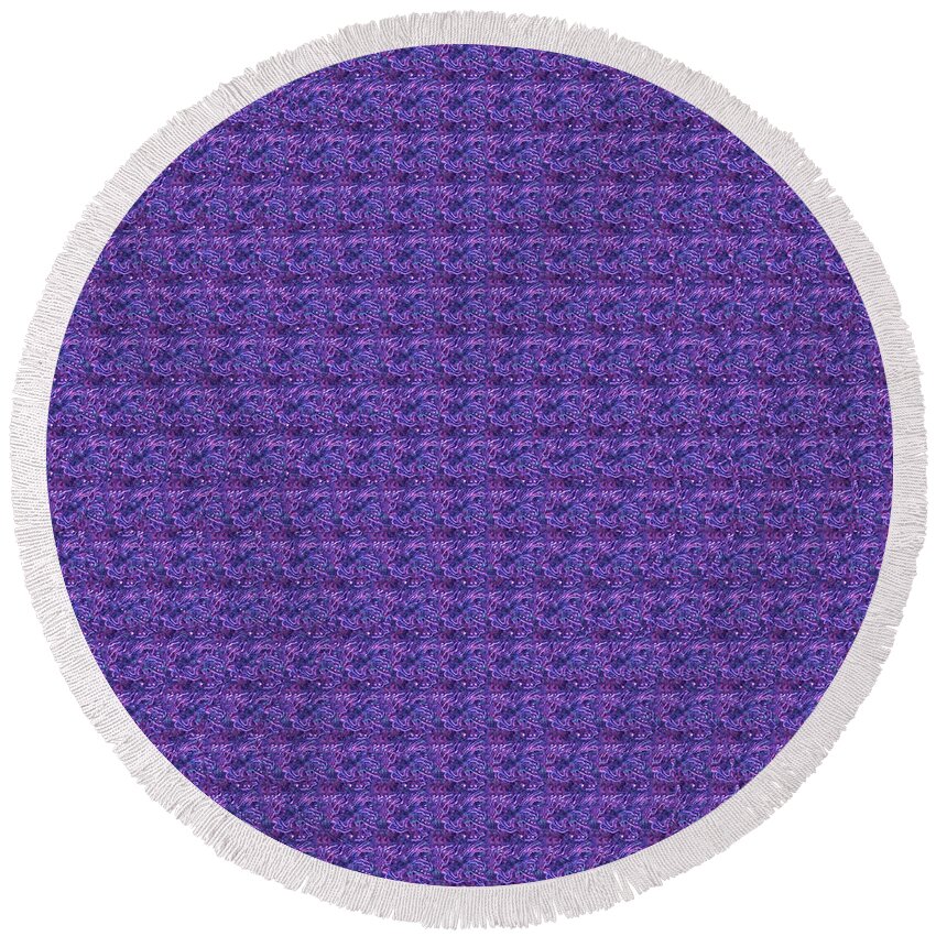Autostereogram Round Beach Towel featuring the digital art Autosteregram DNA Purple Lines by Russell Kightley