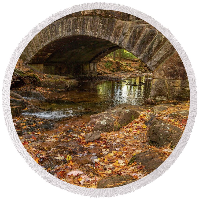 Maine Round Beach Towel featuring the photograph Autumn at Hadlock by Karin Pinkham
